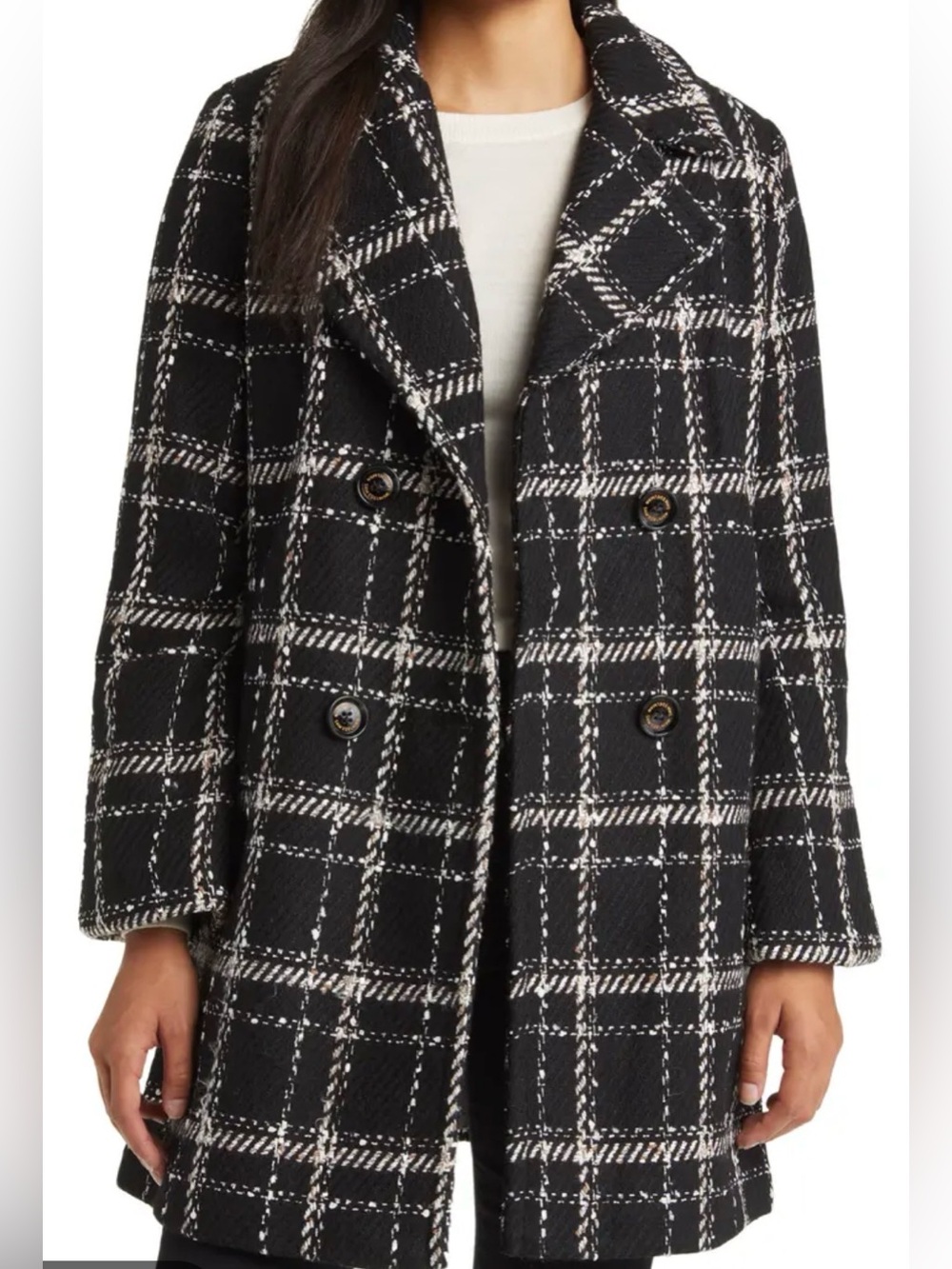 Sam Edelman plaid double-breasted coat